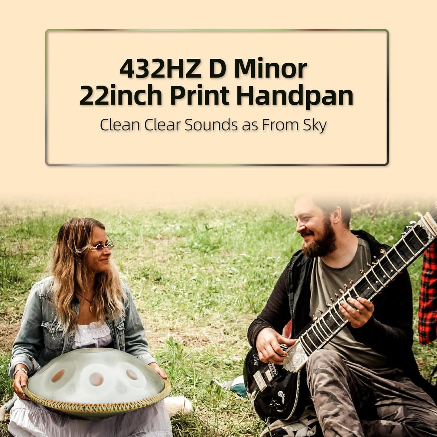 Handpan Drum,22inch 10 Sounds D Minor Silver Print 432hz Handpan,Adult's Steel Hand Pan Instrument,Sounds Clean Clear Ethereal