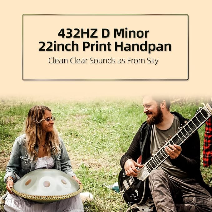Handpan Drum,22inch 10 Sounds D Minor Silver Print 432hz Handpan,Adult's Steel Hand Pan Instrument,Sounds Clean Clear Ethereal - Bloomnest