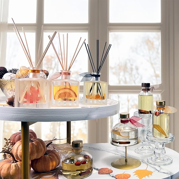 LOVSPA Reed Diffuser Set, Spiced Pumpkin Scented Oil Diffuser with Sticks, Home Fragrance Accessories for Bathroom Shelf Decor, Aroma Diffusers for Home or Office Fall Decor, USA Made - Bloomnest