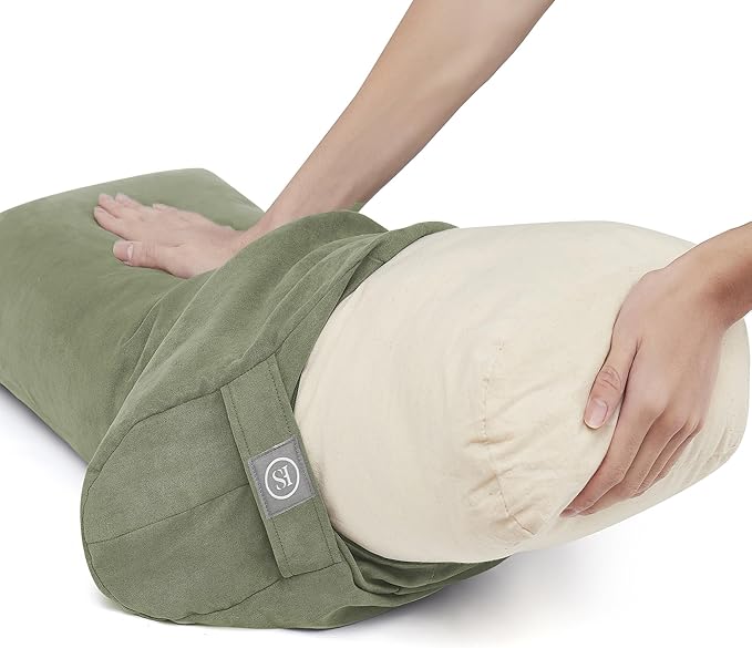 Meditation Cushion Bolster Pillow for Restorative Yoga – Supportive Cushion for Meditation, Pilates, and Relaxation – Filled with Buckwheat Hulls - Removable Cover - Bloomnest