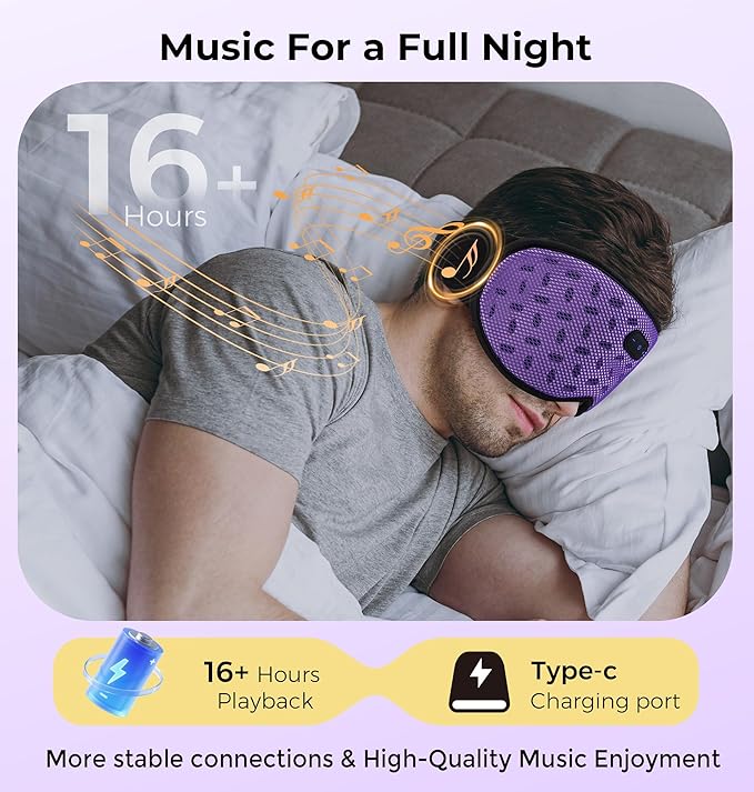 Sleep Mask Headphones with Bluetooth 5.4, LC-dolida Wireless Music Eye Mask for Sleeping Headphones Detachable 3D Eye Cups Cooling Breathable Bluetooth Eye Mask for Side Sleepers - Bloomnest