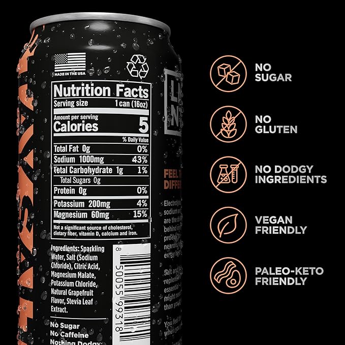 LMNT Sparkling Electrolyte Drink - Grapefruit Salt | 12-Count - Bloomnest