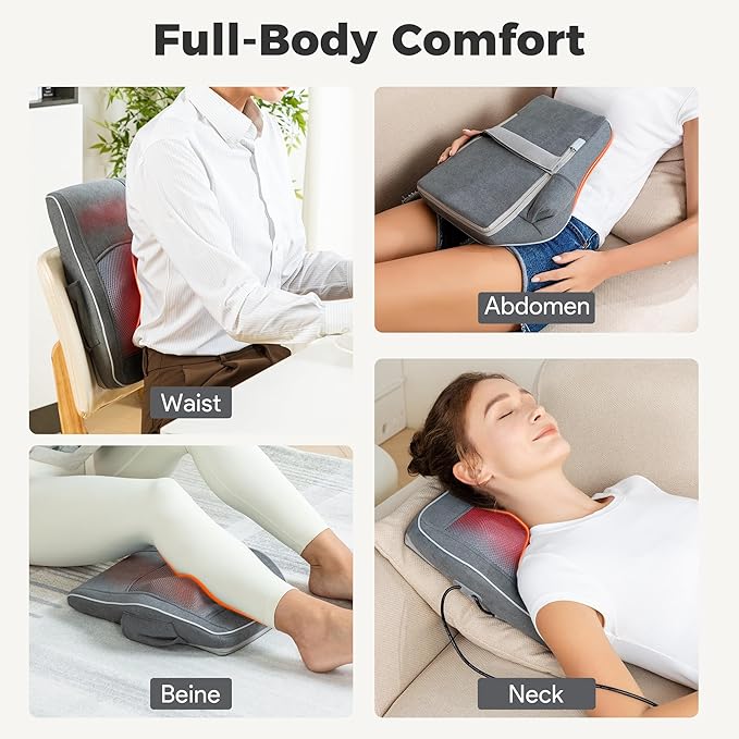 Brelley Shiatsu Neck and Back Massager with Heat, Deep Tissue Kneading Massage Pillow, Electric Massagers with Bi-Directional Rotating Head for Neck, Back, Shoulders, and Legs - Bloomnest