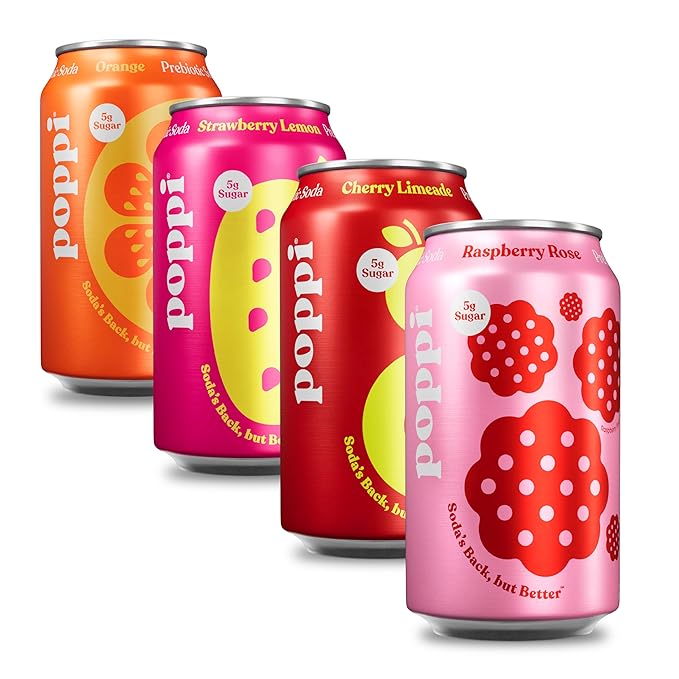 Poppi Sparkling Prebiotic Soda Beverage with Apple Cider Vinegar, Seltzer Water and Fruit Juice, Short List Variety Pack, 12 Fl Oz, Pack of 12, Packaging May Vary - Bloomnest