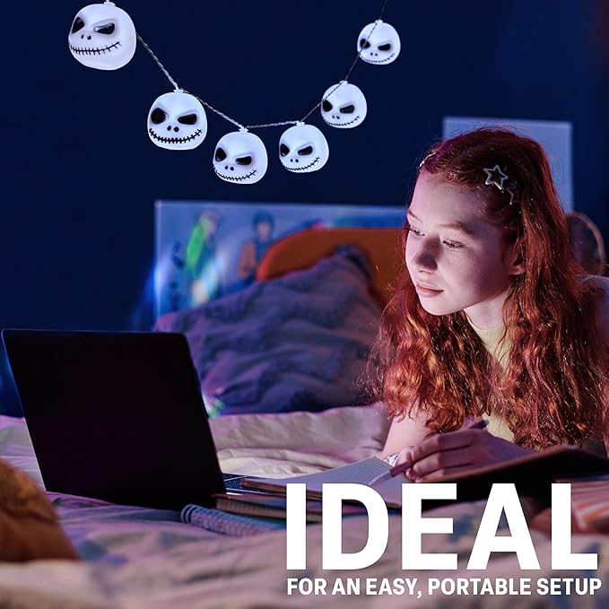 Disney The Nightmare Before Christmas LED String Lights for Kids, Teens, Adults, 10 Jack Skellington 65” Fairy Lights, Gifts for Kids (White Nightmare Before Christmas) - Bloomnest