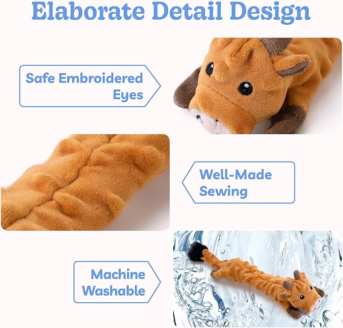 SHARLOVY Dog Squeaky Toys Pack, Bubble Plush Puppy Teething Pet Toys, Crinkle No Stuffing Animals Dog Toy, Doggies Chew for Large Small Medium Breeds - Bloomnest