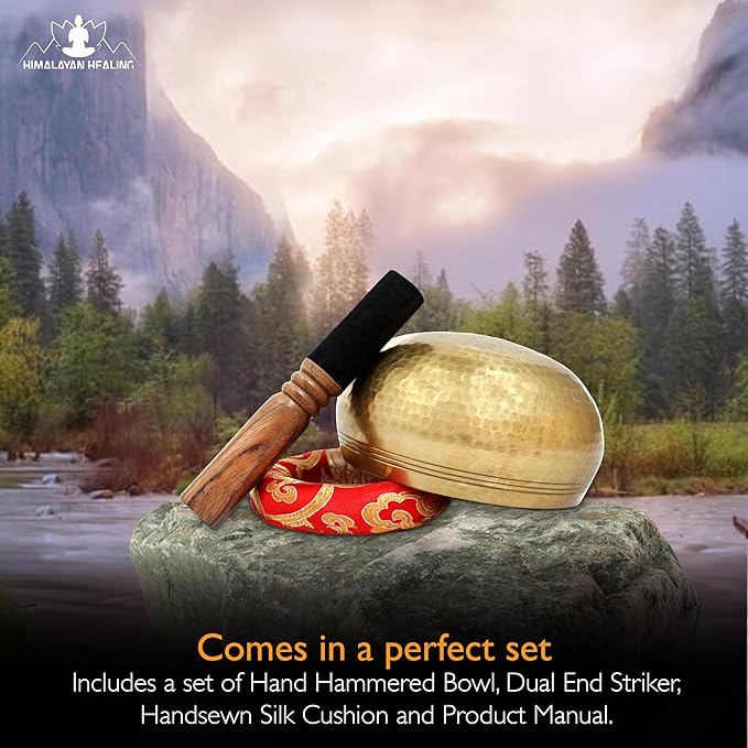 Large Master healing Tibetan Singing bowls set 6" ~ Meditation Sound Bowl hand Hammered in Nepal For Yoga, Meditation, Mindfulness, Healing & Chakra balancing~ (6 Inch) - Bloomnest