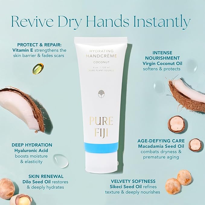 PURE FIJI Hydrating Hand Creme, Coconut (4 oz/120ml) - Bloomnest
