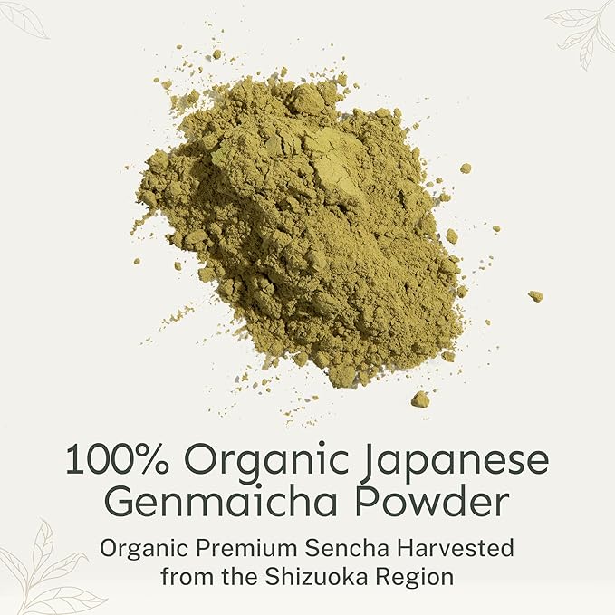 Yu Tea Organic Genmaicha Green Tea Powder, 30 Instant Packets | Japanese Green Tea & Roasted Brown Rice | Low Caffeine & Unsweetened | Relaxation, Antioxidants & Digestion | Single Serve Sticks - Bloomnest