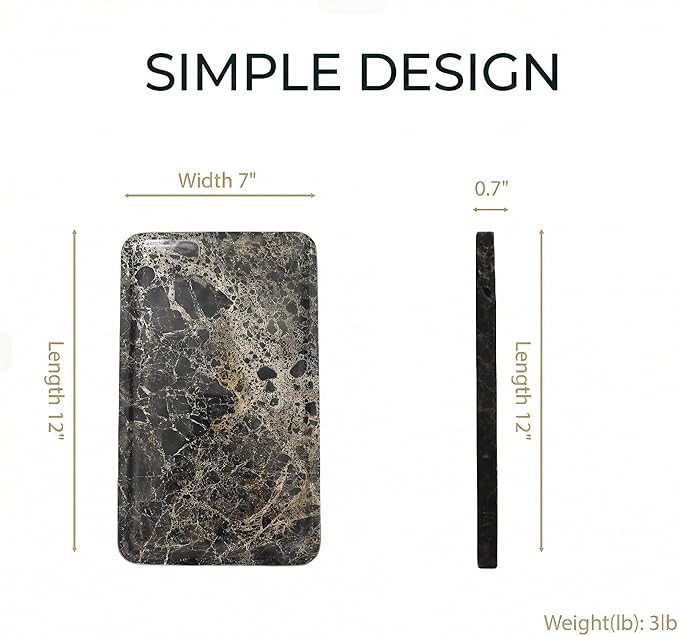 Dark Emperador Marble Vanity Tray for Bathroom Counter-12 X7 Decorative Tray for Perfume, Candles, Stone Jewelry Dish Tray - Bloomnest