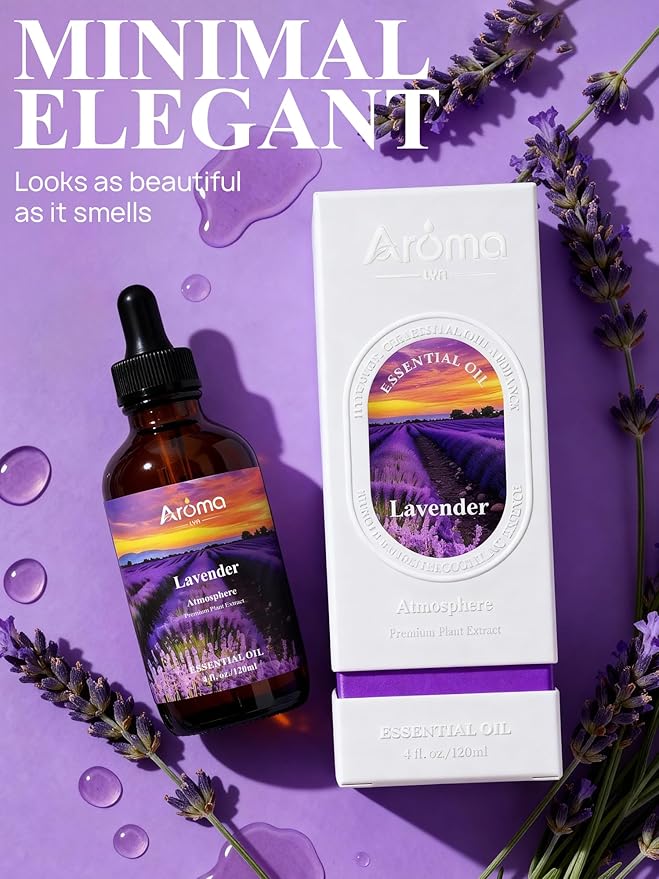 Lavender Essential Oil with Premium Gift Box - Lavender Essential Oils for Skin & Diffusers & Aromatherapy - 4 Fl Oz 100% Pure Natural - Gift-Ready Box - Gifts for Women Bloomnest