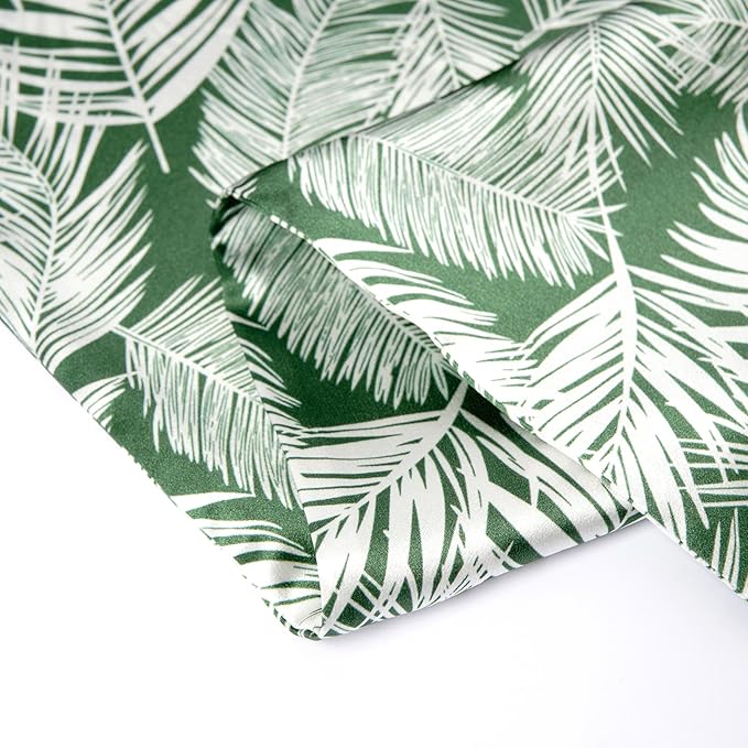 ZIMASILK 100% Pure Mulberry Silk Pillowcase for Hair and Skin Health,Both Sides 19 Momme Silk Floral Print,1pc (King 20''x36'',White Leaves) - Bloomnest