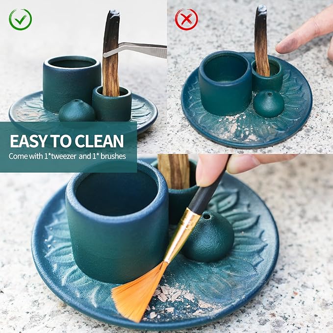 Palo Santo Sticks Holder, Multi-Purpose Handmade Ceramic Incense Burner for Palo Santo Incense Sticks, Sage Holder for Burning, Ash Catcher Tray for Meditation Yoga Room (Blue) ToolSentryX