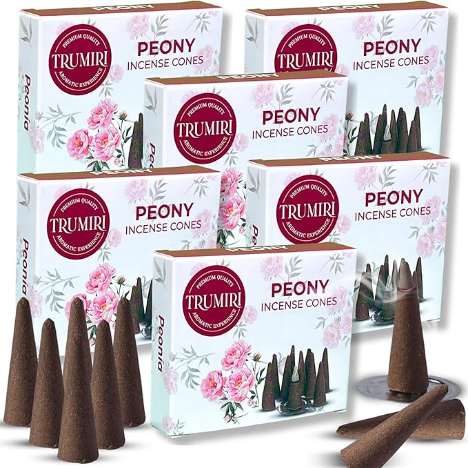 Peony Scented Incense - 60 Cones, Pack of 6 (10 Cones Each) TRUMIRI