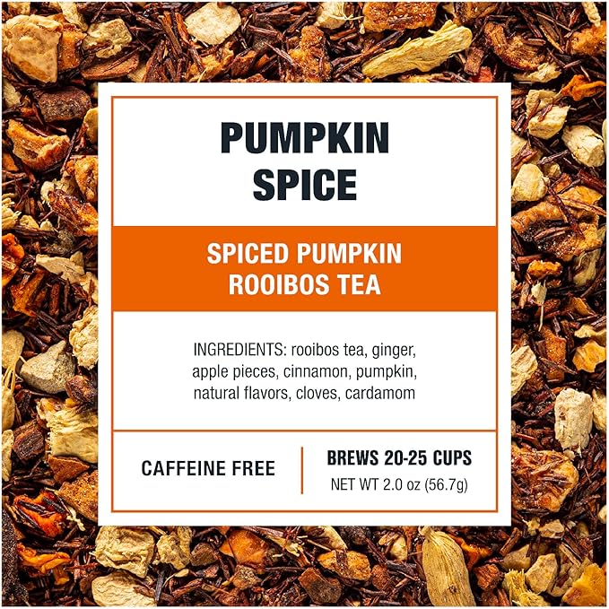 Tiesta Tea - Pumpkin Spice Rooibos Loose Leaf Tea, Premium Caffeine-Free Herbal Infusion, Reseable Pouch, Brew Hot or Iced, Makes up to 25 Cups, 2 Ounce - Bloomnest