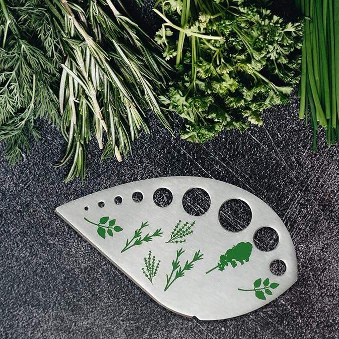 Herb Stripper Stainless Steel Kitchen Herb Leaf Stripping Tool Kitchen Gadgets for Kale, Chard, Collard Greens, Thyme, Basil, Cilantro Tool (9 holes) - Bloomnest