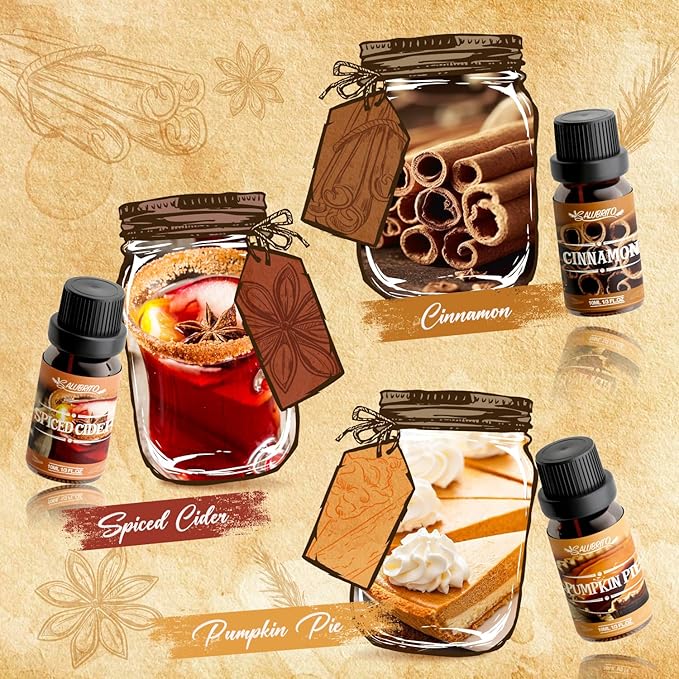 SALUBRITO Spice Fragrance Oils Set, Premium Essential Oils Set for Diffuser, Candle, Soap Making, Warm Fall Scented Oil, Cinnamon, Spiced Cider, Pumpkin Pie, Coffee Cake, Gingerbread, Vanilla - Bloomnest