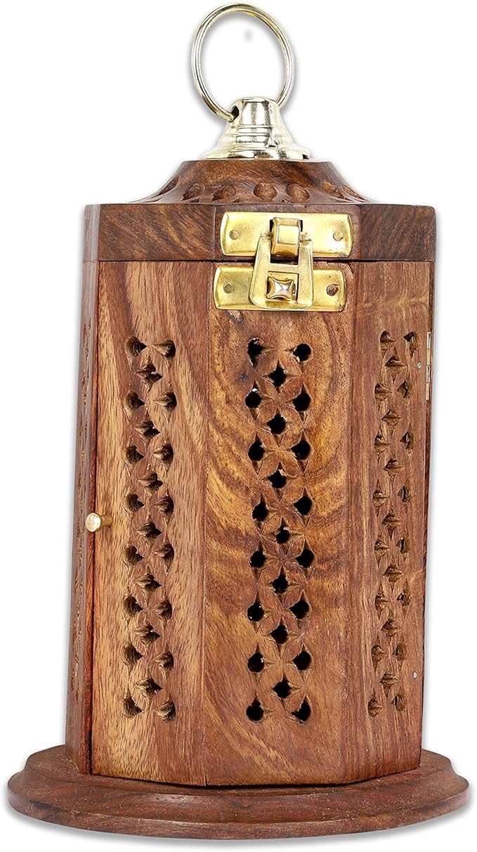 Bless-International Traditional-Handmade-Burner Wooden-Incense-Stick-Holder Ash-Catcher-Stand for-Aromatherapy-Meditation-Yoga (7 Inch Letter Box Wooden Charcoal/Cone) - Bloomnest