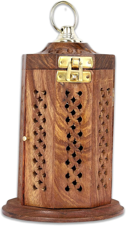 Bless-International Traditional-Handmade-Burner Wooden-Incense-Stick-Holder Ash-Catcher-Stand for-Aromatherapy-Meditation-Yoga (7 Inch Letter Box Wooden Charcoal/Cone) - Bloomnest
