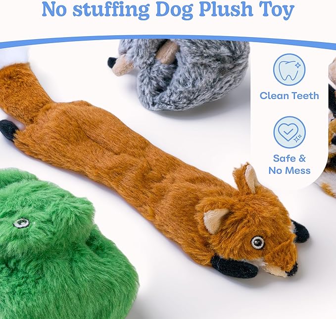 SHARLOVY Dog Squeaky Toys No Stuffing 5 Pack, Plush Crinkle Dog Toys for Large Breed, Durable Doggie Chew Cute Animals Puppy Toy for Teething - Bloomnest