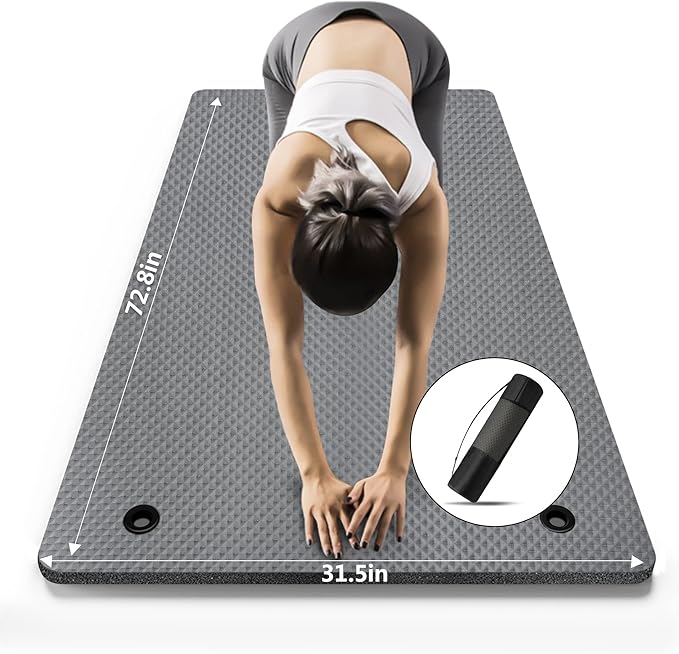 LFS Yoga Mat 72.8" x 31.5" x 2/5 inch Thick With Strap and Bag, Extra Wide Workout Mat for Women and Men, Non Slip Exercise Mat for Home Outdoor Yoga, Pilates, Stretching, Floor & Fitness Workouts - Bloomnest