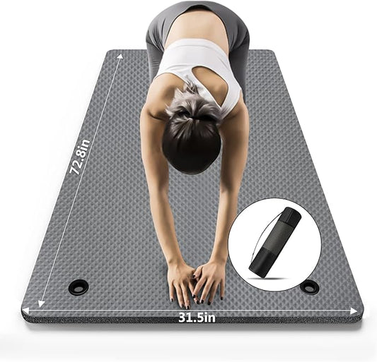 LFS Yoga Mat 72.8" x 31.5" x 2/5 inch Thick With Strap and Bag, Extra Wide Workout Mat for Women and Men, Non Slip Exercise Mat for Home Outdoor Yoga, Pilates, Stretching, Floor & Fitness Workouts - Bloomnest