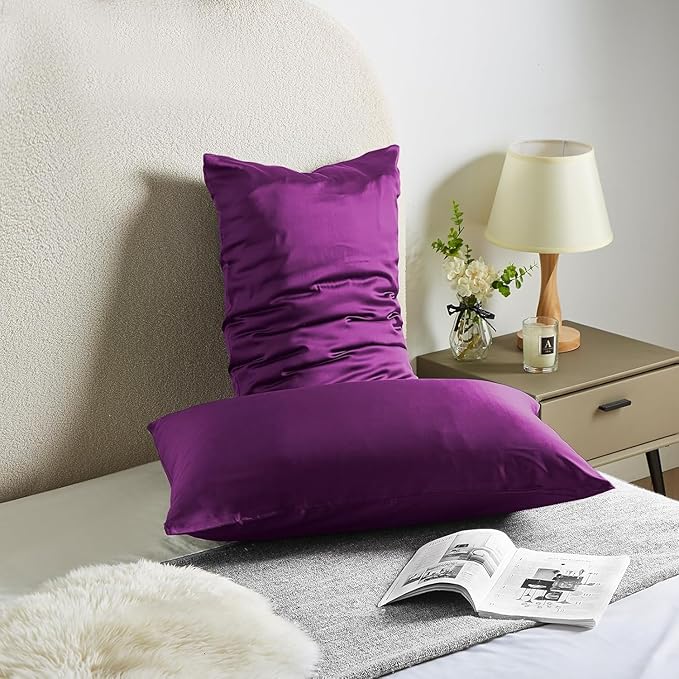 Silk Body Pillow Cover Pillow Pillowcase for Body Pillow Soft Pillow Cover Pillow Case Mulberry Silk Pillowcase for Sleep(Purple,20"X 54",1pc) - Bloomnest