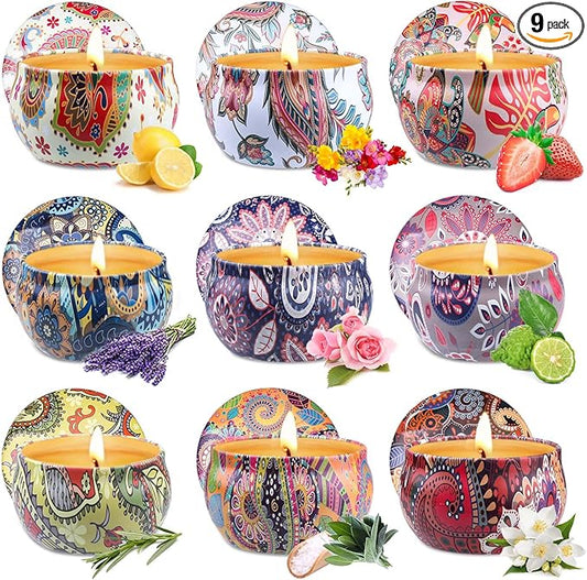 Scented Candles Gift Set for Women, 9 Pack Aromatherapy Candles for Home Scented, 180 Hour Long Lasting Soy Candle Lavender Candle Valentine's Day Birthday Chrismas Gifts for Women Bath Spa Yoga - Bloomnest