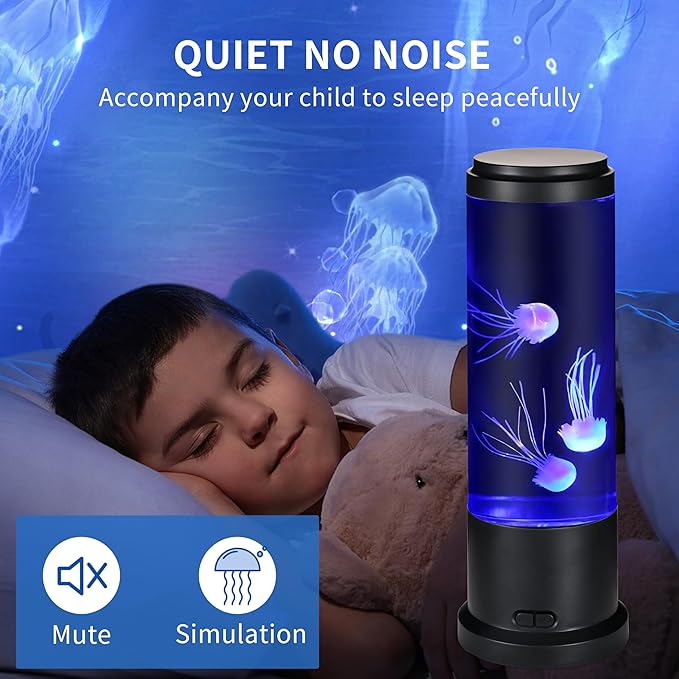 EDIER Jellyfish Lamp, 11 Inch Jellyfish Aquarium with Color Changing Light, Noiseless Pump, USB/Battery Powered Mood Light for Home Decor, Gift for Kids Men Women - Bloomnest