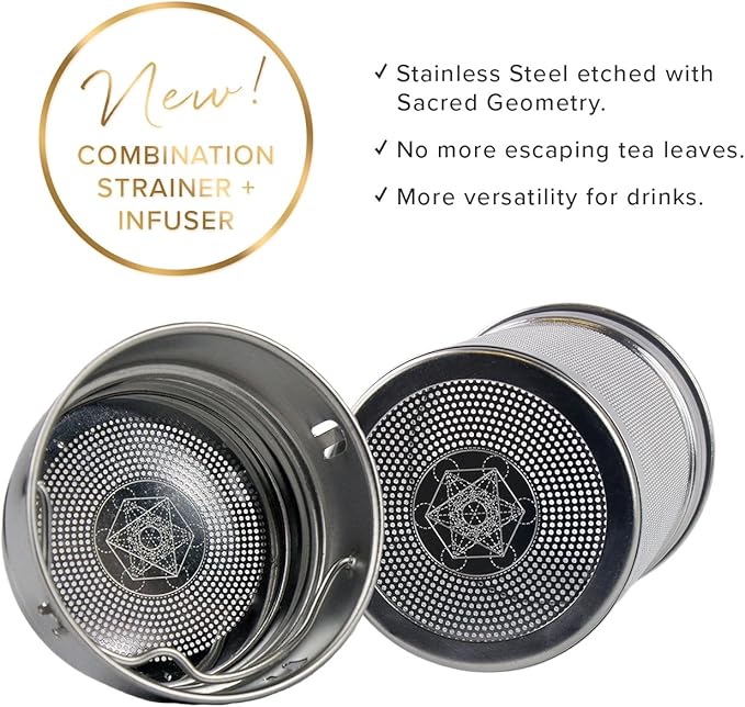 Sacred Lotus Love Double-Walled Glass Tea Infuser Bottle - Portable Travel Mug with Strainer and Sleeve for Loose Leaf Tea, Coffee, Smoothies - Insulated Tumbler with Lid for Hot and Iced Beverages