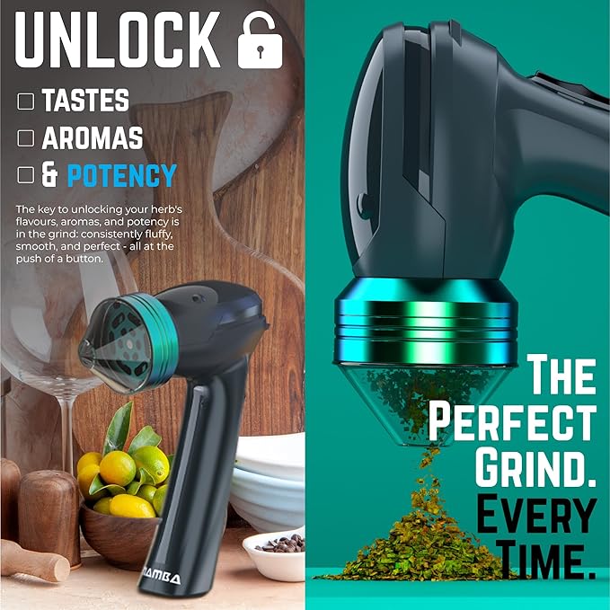 Mamba Electric Herb Grinder – USB Rechargeable Spice Grinder, 1g Portable Metal Grinder for Herbs, Quick & Easy-to-Use Spice Mill for Kitchen - Bloomnest