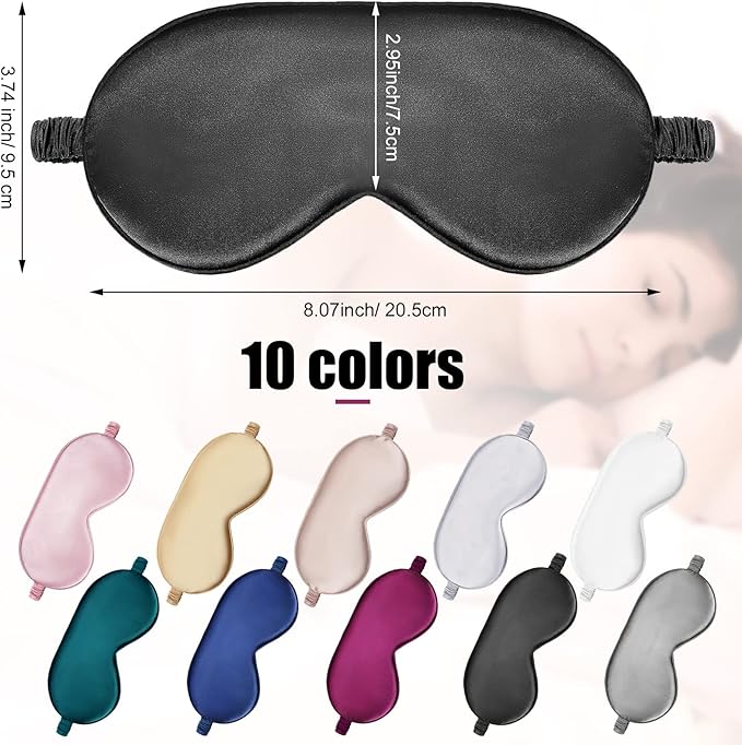 20 Pieces Silk Sleep Eye Mask with Elastic Strap Soft Sleeping Mask Eye Cover Satin Blindfold for Women Men Kids Sleeping Travel Eye Shades Including 2 Pieces of Black Bags(Multicolored) - Bloomnest