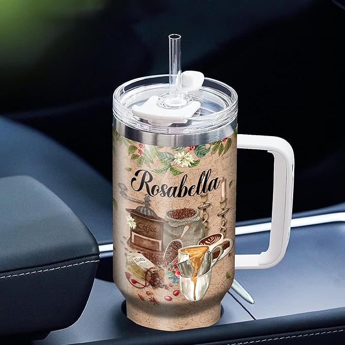 WAZONE Personalized Love Is In The Air And It Smells Like Coffee Tumbler Custom Name Stainless Steel Insulated Tumblers Coffee Travel Mug Cup Birthday Christmas Gifts For Drinkers Women Men - Bloomnest