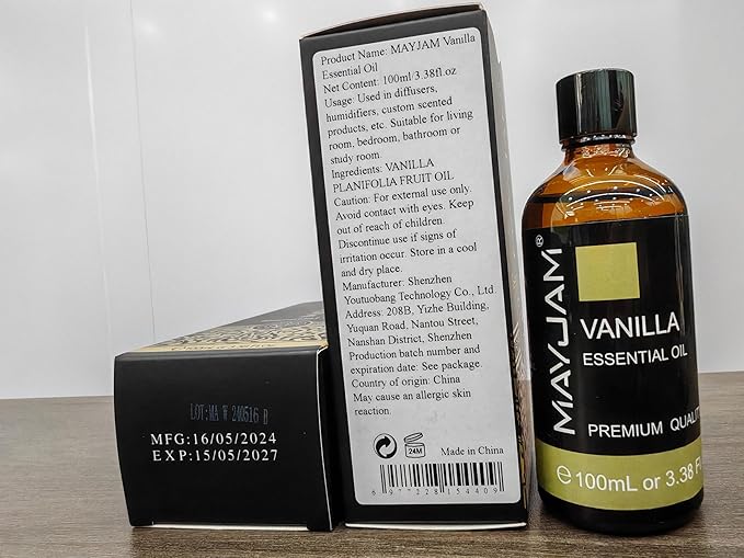 MAYJAM Vanilla Essential Oil 100ML, Pure Essential Oils for Massage, Diffusers, Vanilla Oil Fragrance Oil for Soap Candle Making (3.38FL.OZ Bottle) - Bloomnest