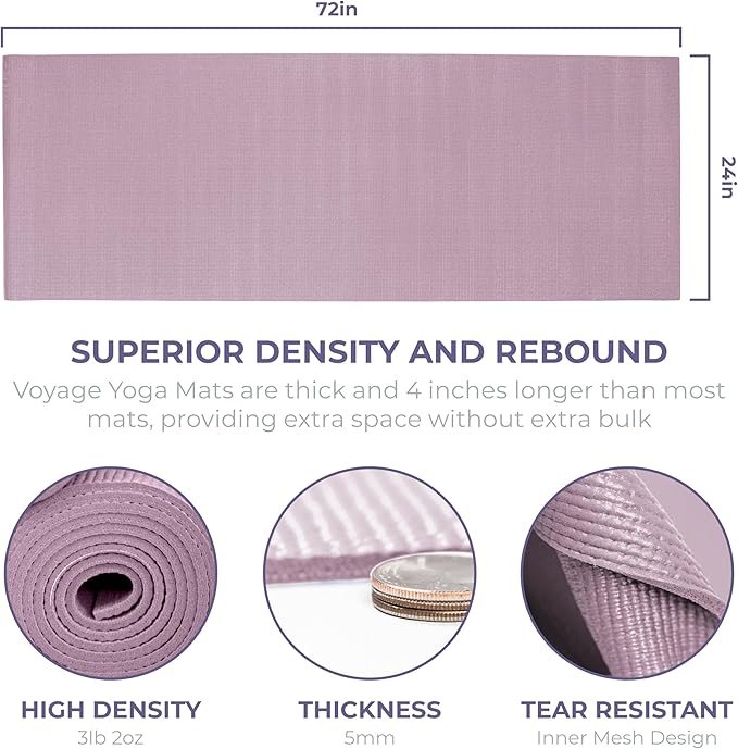 Sunshine Yoga Voyage Yoga Mat, 6 Pack, 72" x 24" Professional Studio and Gym Bulk Yoga Mats, 5mm Thick, Durable, Anti-Tear, Non Slip Fitness and Exercise Mats - Bloomnest