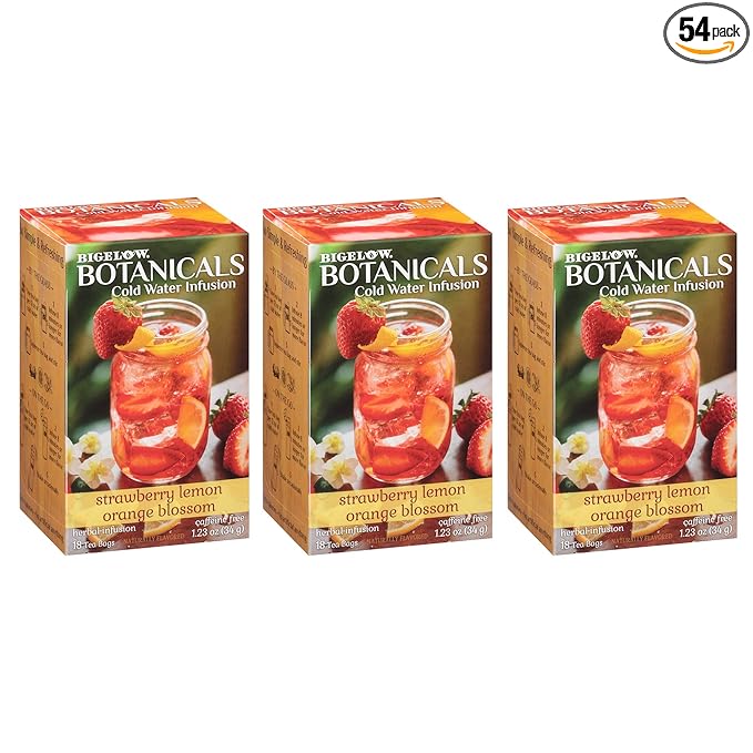 Bigelow Botanicals Cold Water Infusion Strawberry Lemon Orange Blossom Tea Bags 18 Count Box (Pack of 3), Herbal Infusion, Caffeine Free, 54 Tea Bags Total - Bloomnest