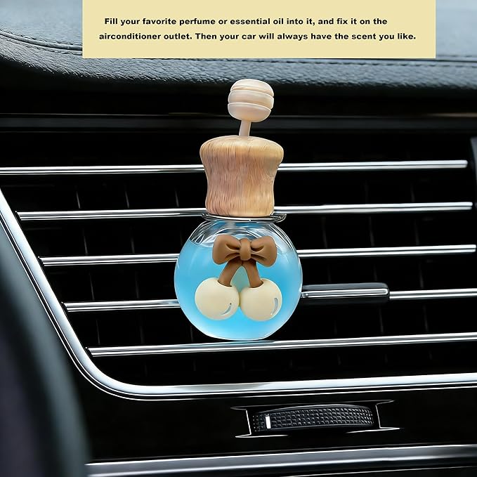 2 Pack Car Air Freshener Diffuser Bottle Refillable Empty Glass Perfume Bottle with Vent Clip, Drift Car Air Freshener Clip Essential Oil Diffuser for Car Oil Diffusers Interior Decor-A2 - Bloomnest