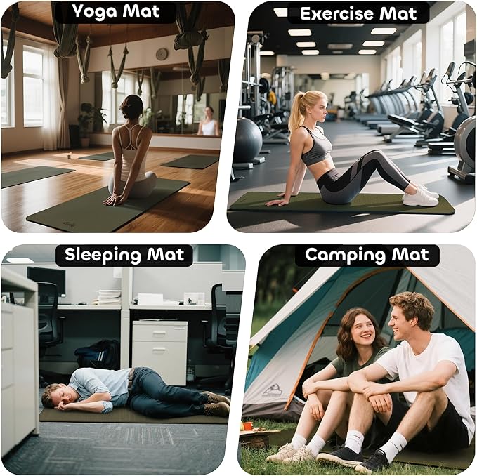 Non-slip TPE Yoga Mat for Women & Men,72"x24" Double-Sided Workout Mat for Home Gym Pilates Fitness,1/4 Inch Packable Lightweight Exercise Mat with Strap for Travel,Non Toxic Exercise Floor Mat - Bloomnest