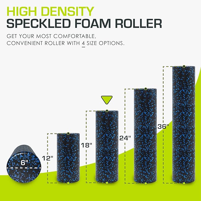 ProsourceFit High Density Foam Rollers 12 - inches Long, Firm Full Body Athletic Massage Tool for Back Stretching, Yoga, Pilates, Post Workout Muscle Recuperation, Black/Blue - Bloomnest