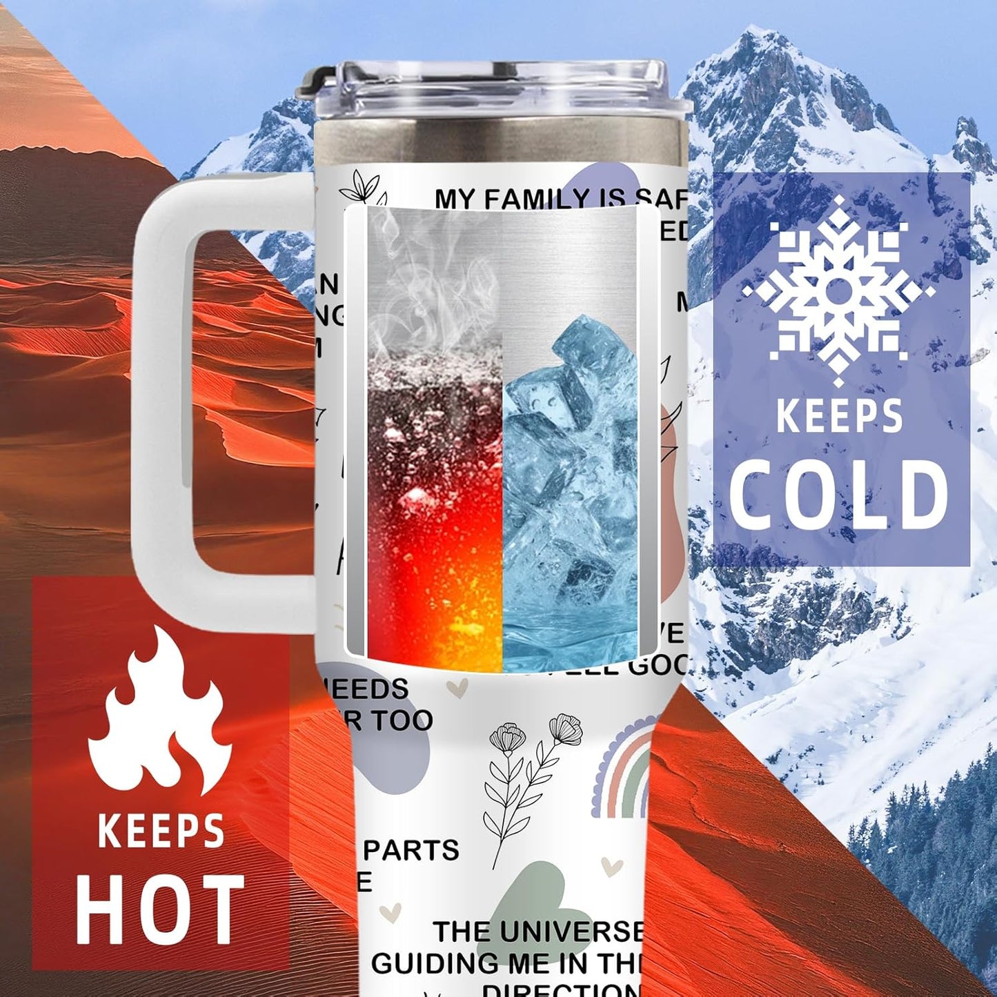 DUUV Mom Daily Affirmations Tumbler 40 Oz, Inspirational Gifts for Mom Wife from Son Daughter Husband, Expecting Moms Gifts for Mom's Birthday, Mommy Coffee Cup for Christmas Thanksgiving, 1PCS