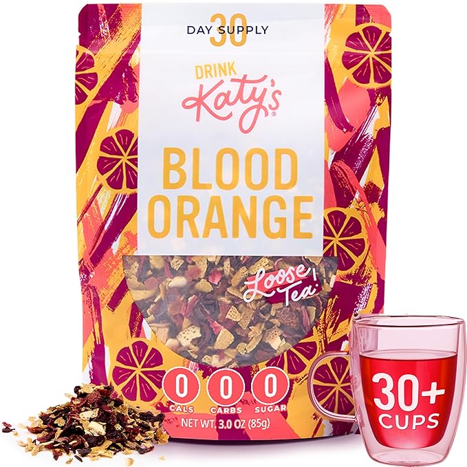 Katy's Blood Orange Loose Leaf Tea | Fruity & Citrusy Herbal Tea | Orange Peel & Hibiscus | Caffeine-Free & Hydrating Fruit Tea | 30+ Cups | Hot or Iced | Antioxidant-Rich | Woman-Owned | 3oz Pouch - Bloomnest