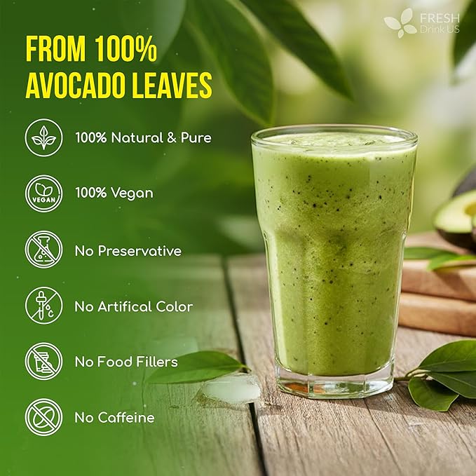FreshDrinkUS, 120 Avocado Leaves - Loose Leaf - Premium Avocado Leaf Herbal Tea, Caffeine Free Botanical Tea Leaves for Hot or Iced Tea – Natural, Aromatic & Fresh Avocado Leaves - Bloomnest