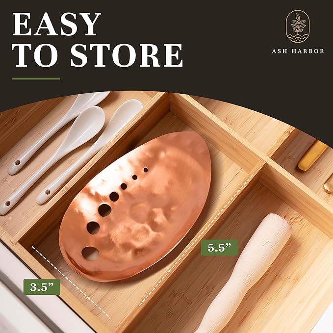 Handmade Copper Herb Stem Stripper Bowl – Herb Stripper Tool with 7 Hole Sizes – Shred & Catch Herbs & Greens - 5.5 x 3.5 In. Fun and Unique Kitchen Gadgets – Homesteading Essentials by Ash Harbor - Bloomnest