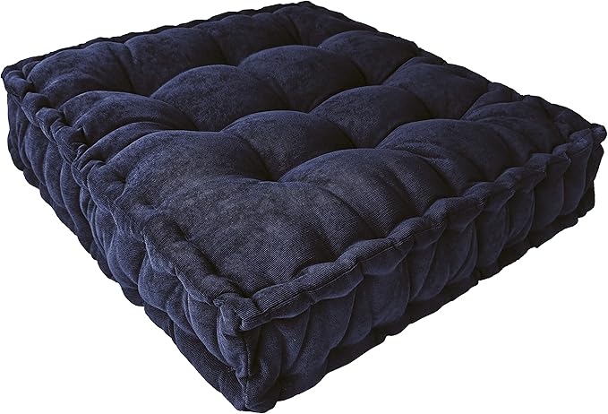 Verpert Floor Pillow 25x25 Inch Square Meditation Cushion Floor Seating for Adults Oversized Tufted seat Cushion Reading Nook for Kids, Yoga Meditation Pillow for Sitting on Floor (Navy)