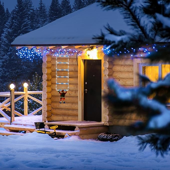Toodour LED Christmas Light - 2.5FT Christmas Decorative Ladder Lights with Santa Claus, Xmas Decorations Light for Indoor Outdoor, Window, Garden, Home, Wall, Xmas Tree Decor - White & Blue - Bloomnest