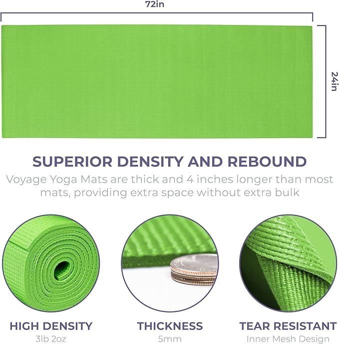 Sunshine Yoga Voyage Yoga Mat, 10 Pack, 72" x 24" Professional Studio and Gym Bulk Yoga Mats, 5mm Thick, Durable, Anti-Tear, Non Slip Fitness and Exercise Mats