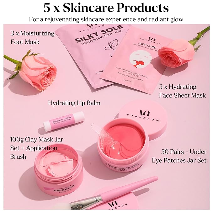 Spa Gifts for Women - Valentines Gift (Set of 20) - Premium Self Care Spa Kit- Bath, Skin Care Sets & Self Care Items - Pampering Valentine Gifts for Women, Spa Gift Basket, Galentines Day Gifts - Bloomnest