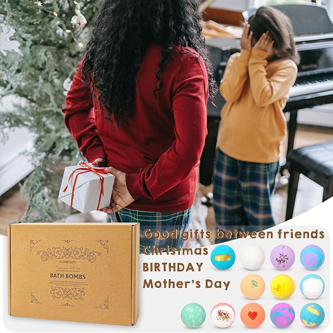 Bath Bombs for Women Gift Set, 12 Pack Handmade Bath Bombs Salt Balls, Perfect for Bubble Spa Relaxing, Moisturizing Dry Skin, Stress Relief, Birthday Valentines Gifts Idea for Men Women - Bloomnest