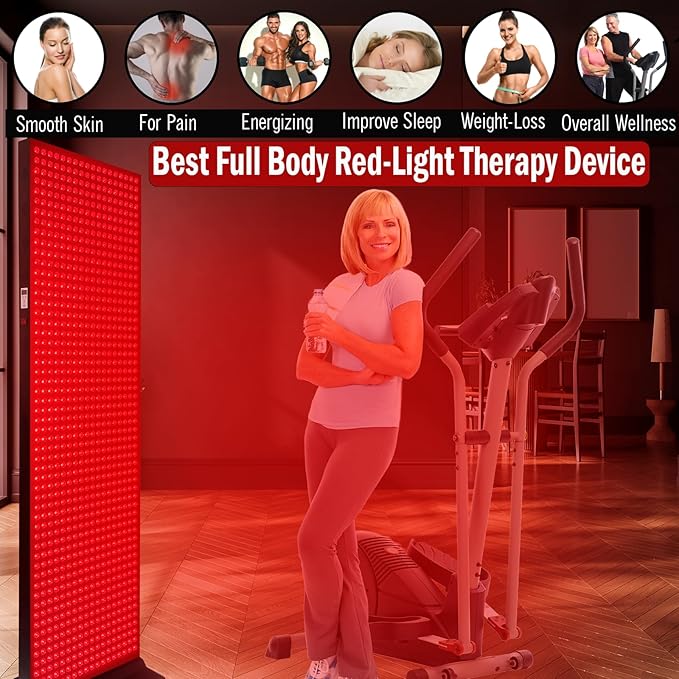Red Light Therapy Device for Full Body, 630nm, 660nm, 810nm & 850nm, Near Infrared Dual-Chip Clinical Grade LED Panel for Smooth Skin, Weight, Pain and Overall Wellness (1008LED) EXESAS
