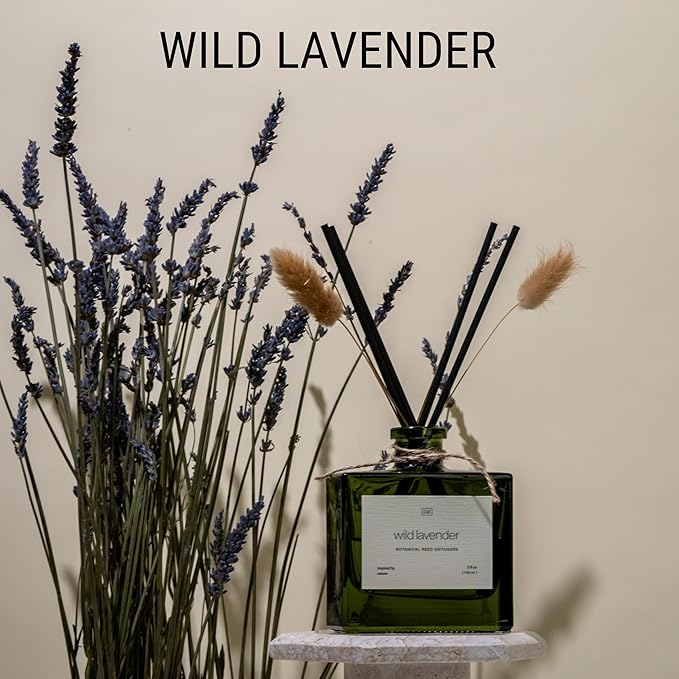 Craft & Kin Reed Diffuser with Dried Flowers | 5 oz White Lavender Scented Winter Reed Diffusers for Home, Bathroom | Scent Sticks | Elegant Fragrance Home Decor for Men & Women CraftKin